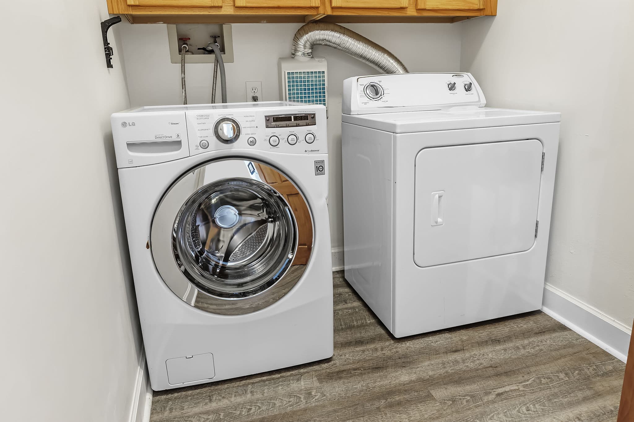 Washer and dryer in a laundry room
