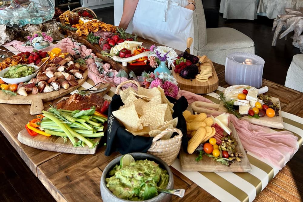 A beautifully arranged charcuterie board perfect for entertaining guests, showcasing a variety of flavors and textures.