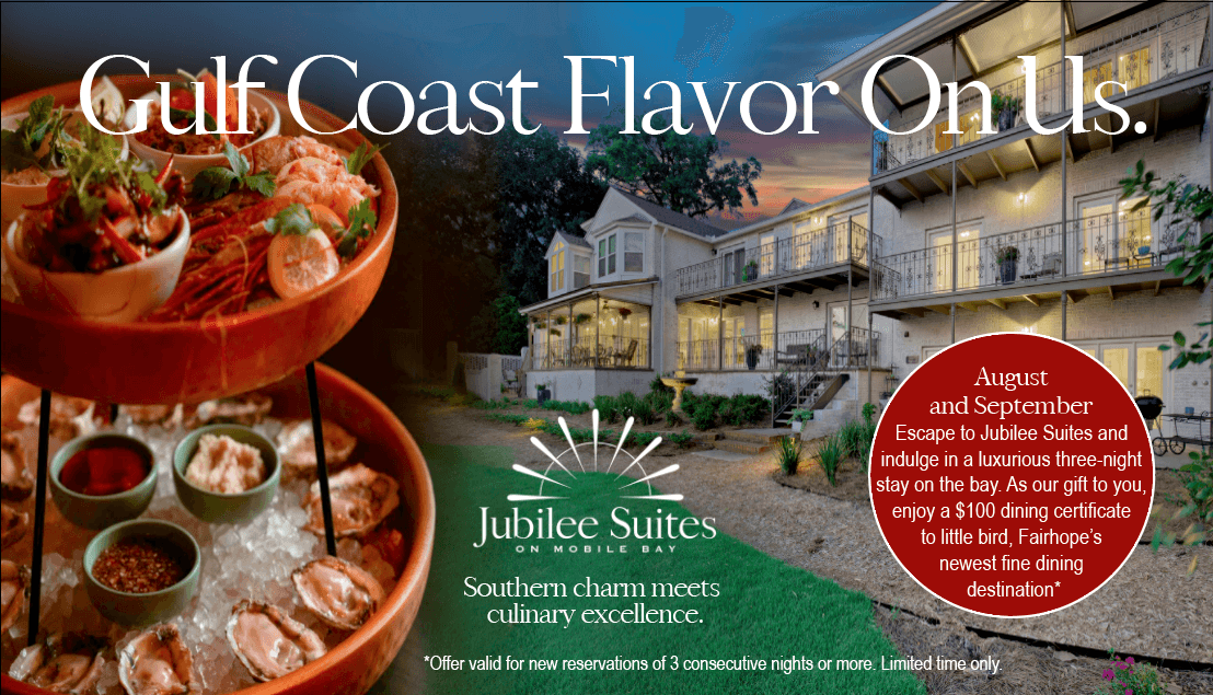 Stay & Dine Package at Jubilee Suites in Fairhope, AL Stay & Dine Package at Jubilee Suites in Fairhope, AL