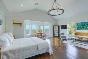 Lotus bed and bay window at Jubilee Suites in Fairhope, AL